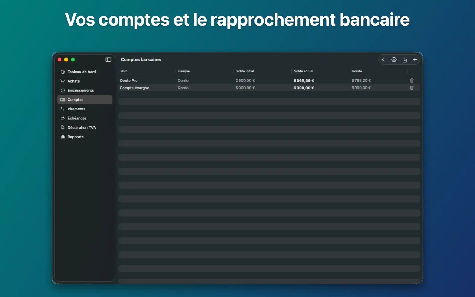 Tivea — Comptes bancaires